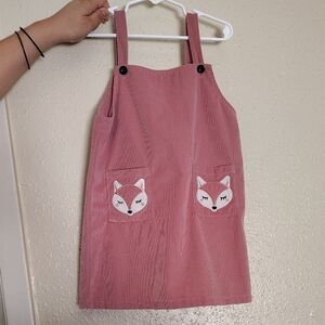 Pink Corduroy Fox Pocket Dress